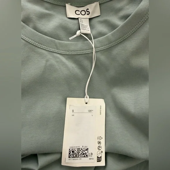 NWT COS Contrast Panel Cotton Sleeveless Sage Green Maxi Dress Size L - Picture 9 of 16